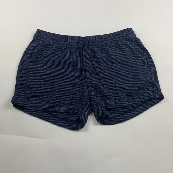 Old Navy Dark Blue Pinstripe Linen Blend Pull On Shorts L - Picture 1 of 5